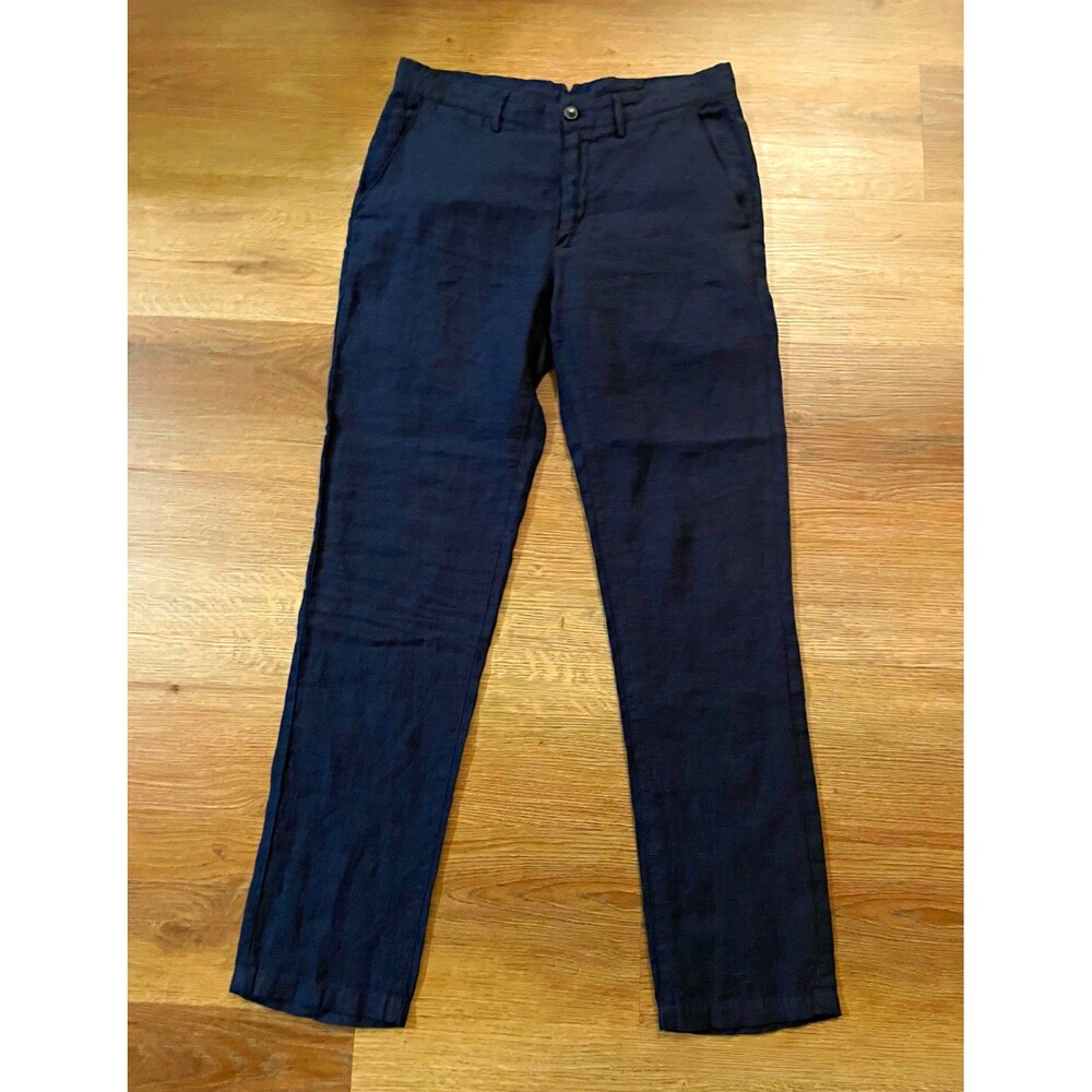 Mango Women’s Navy Chino Cotton Twill Regular Fit Straight Leg Flat Front SZ 12